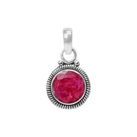 Ruby Stone 925 Sterling Silver Pendant Necklace For Women Girls Gift, Natural Gemstone Pendant Necklace, Solitaire Pendant, Handmae Pendant