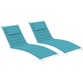 Sundale Outdoor Olefin Quilted Lounge Cushion Set of 2, Patio Foldable Chaise Lounger Cushion, Water-Resistant Lounge Chair Pad with Straps Teal, 80 x 26 inches