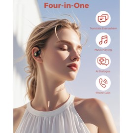 GaNspeed 4-in-1 Wireless Earbuds Bluetooth 5.4 Headphones for Music Playing, Phone Calls, 135-Languages AI Real-Time Translator Earbuds for iOS Android, Ideal for Workout Running Travel Learning