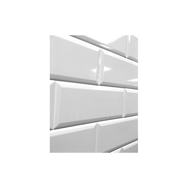 4x10 White Glossy Finish Beveled Ceramic Subway Tile Shower Walls