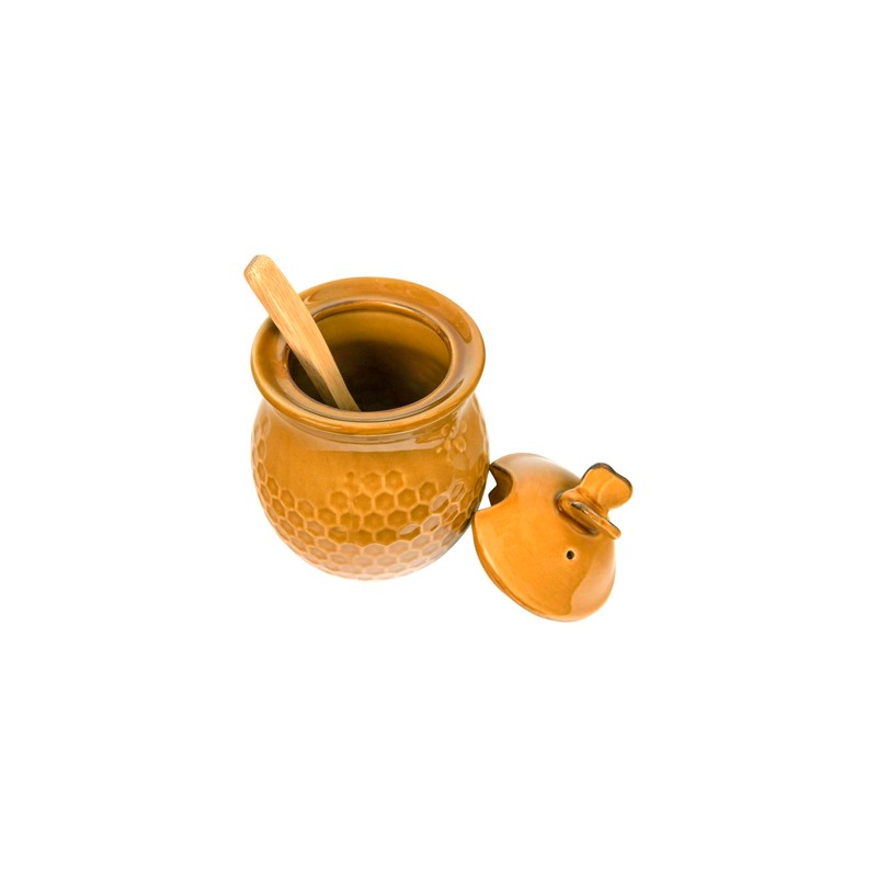 Creative Co-Op Small 3 Piece Yellow with Decorative Bees Stoneware