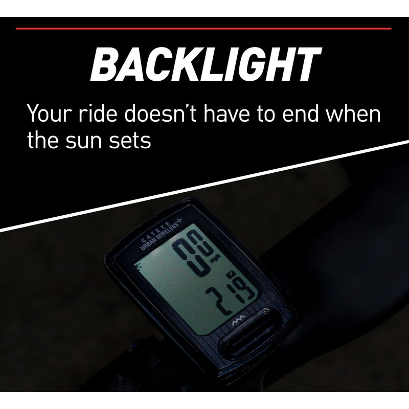 CATEYE Urban Wireless+ Bike Computer – Wireless Speedometer with Backlight,