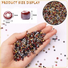 Yholin 10000pcs Glass Seed Beads Bulk,2mm 12/0 Craft Seed Beads Small Pony Beads for DIY Craft Project Bracelet Necklace Jewelry Making - Matte Metallic Mix Color Waist Beads Spacer Beads