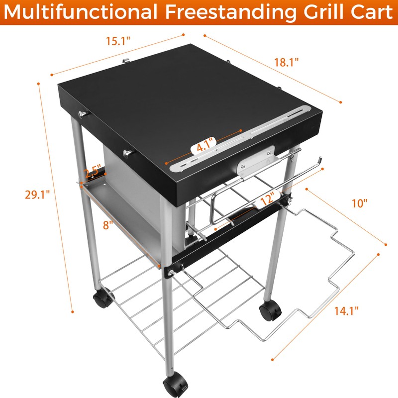 Grill Table Cart for Weber 22 inch Kettle 18in Charcoal