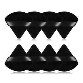 8Pcs of Triangular Powder Puff Makeup Sponges, Made of Super-soft Velvet, Designed for Contouring, Eye, and Corner, Beauty Blender Foundation Mixing Container.(Black)