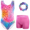 XiaoMoSha Gymnastics Leotards for Girls with Shorts and Hairband Sparkly