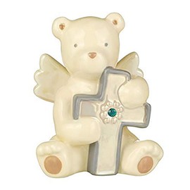 Grasslands Road May Bear Angel w/Cross Baby Shower Gifts, 3 1/4" x 2" x 2", White