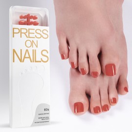 Rot Künstliche Fußnägel - 120 Stück Glänzend Künstliche Zehennägel - Press on Nails Füße mit Werkzeuge - Full Cover Einfarbiger Fussnägel Zum Kleben für Damen Frauen Nagelkunst DIY (Red)