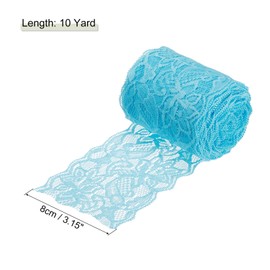 MECCANIXITY 3 Inch Wide 10 Yard Lace Ribbon Floral Pattern Light Blue Lace Trim Ribbon for Sewing Making, and DIY Crafts, Gift Wrapping, Bouquets, Wedding Decor