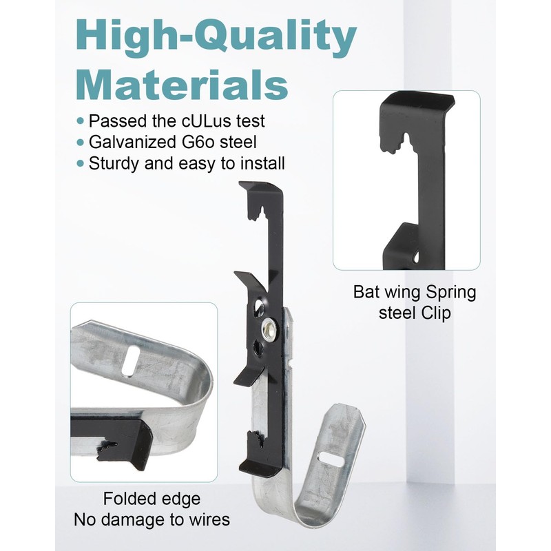 AOKLIT 50 Pcs Metal J Hooks Cable Support 3/4 Inch