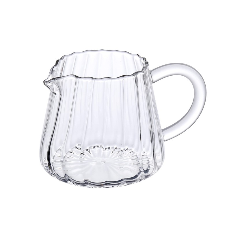 JIEJE Small Glass Pitcher, Glass Milk Pitcher, Glass Creamer Pitcher,