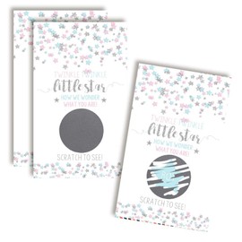 IT'S A BOY! Twinkle Twinkle Little Star Themed Gender Reveal Scratch Off Cards for Baby Showers, 20 2" X 3” Double Sided Cards by AmandaCreation
