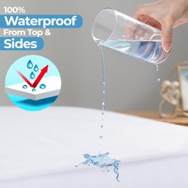 Utopia Bedding Utopia Bedding Waterproof 5-Sided Mattress Protector Twin Size, Premium Breathable Mattress Cover, Fitted Style with Stretchable Pockets (White)