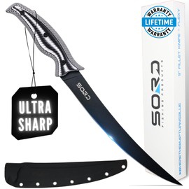 SORD Filet Knife for Fish - 9" Razor Sharp Fillet & Boning Knife - Saltwater and Freshwater Fishing - Includes Kydex Sheath - G10 Non Slip Grip | Full Tang Blade | Superior Corrosion Resistance