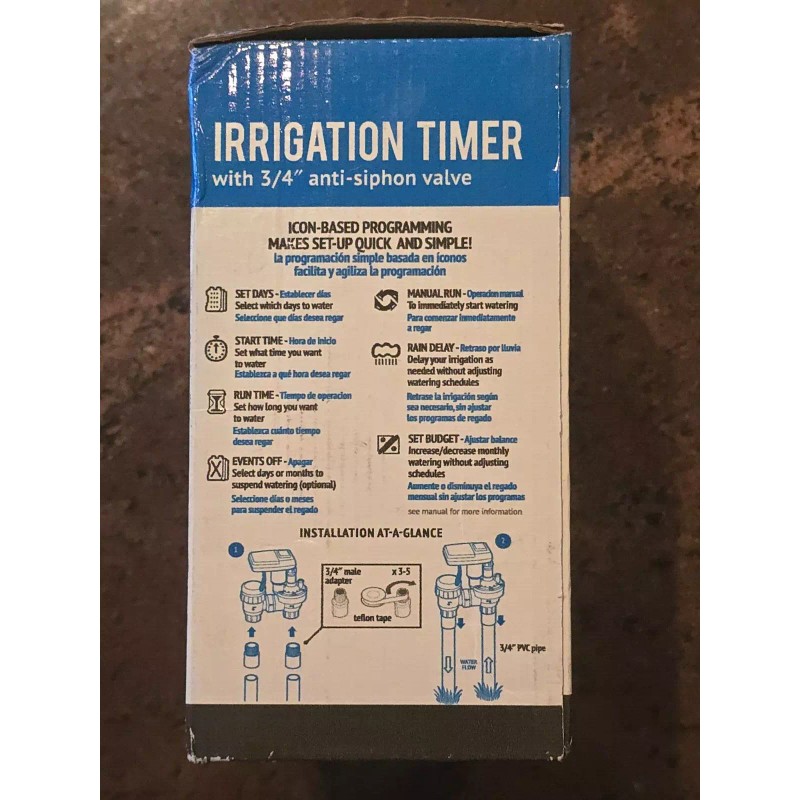 DIG Solar Powered Irrigation Timer Controller with 3/4 inch Anti-Siphon
