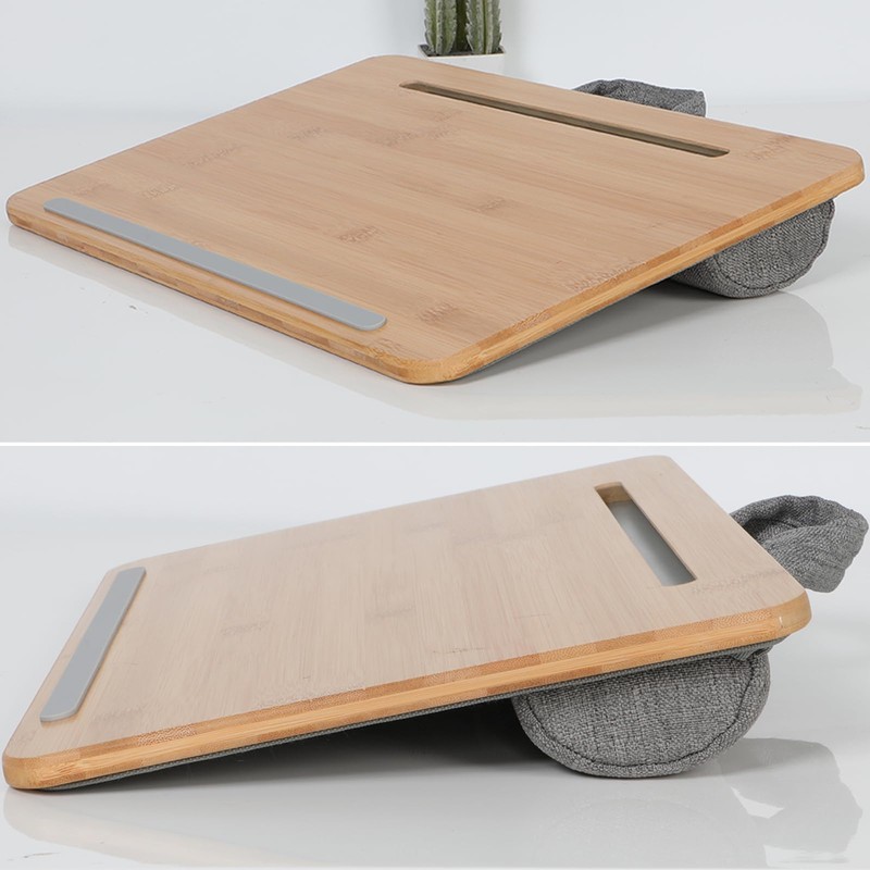 SUMISKY Portable Laptop Desk with Cushion and Phone Holder Bamboo