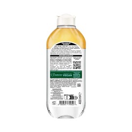 Garnier Skin Active Agua Micelar Desmaquillante Bifásica, 400ml. Limpia, Desmaquilla y Nutre, Remueve Maquillaje a Prueba de Agua, para Todo Tipo de P