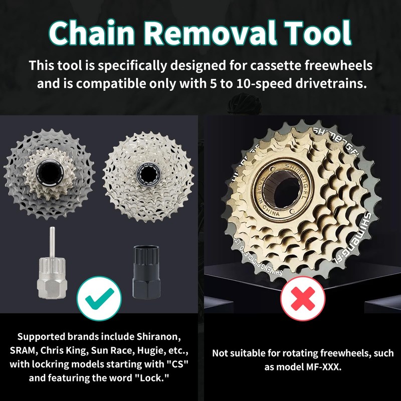 Lrocotanc Bicycle Chain Whip – Sprocket Puller Set – Includes