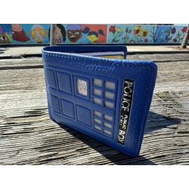 Doctor Who Tardis Italian Pebbled leather Bifold wallet & Silk interior + RFID
