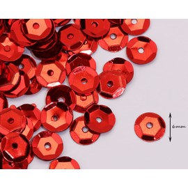 Penta Angel Loose Sequins 4000Pcs 6mm Round Embroidery Craft Sequins Cup Iridescent Spangles for Sewing Christmas Decoration (Red)