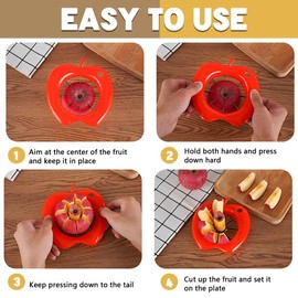 LAJUP 2 x Apple Slicer - 3 in 1 Stainless Steel Fruit Corer, Apple Cutter - Easy Grip Apple Chopper & Apple Slicer - Fruit Cutter & Apple Splitter