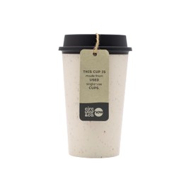 Circular Now Cup - 12oz/340ml Reusable Coffee Cup Made from Recycled Single Use Cups. (Cream & Cosmic Black)