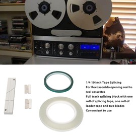 CNC Aluminum 1/4 Inch Tape Splicing Block Kit, Professional Studio Grade Reel to Reel Cassette Repair Tool with Splicing Tape and Leader Tape for Reel to Reel Tape Recorders