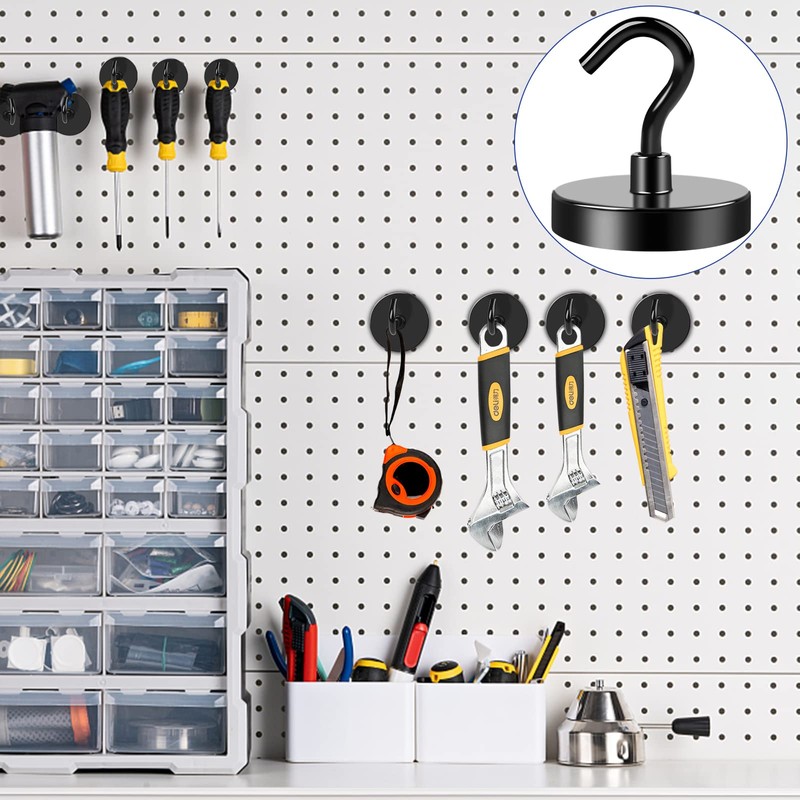 LOVIMAG Black Magnetic Hooks Heavy Duty, 100Lbs Strong Neodymium Magnet