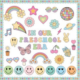 in Our Preschool Era Bulletin Board Classroom Decoration Set - 118PCS Back to School Cutouts Set Bulletin Board Decoration First Day of School Decor Creative Wall Decal for Classroom Window Door