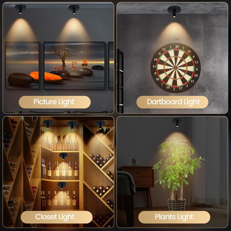 HAMVIDNE LED Spotlights, Rechargeable Battery Picture Lights, Uplighting Indoor, Spot