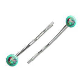 Mermaid Holding Trident Circle Art Nouveau Kelp Bobby Pins Barrettes Hair Styling Clips