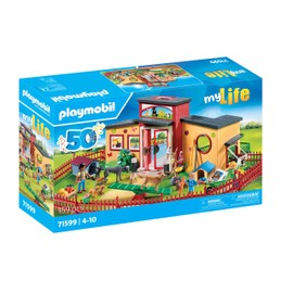 PLAYMOBIL MyLife 71599 Pet Hotel, Large Guest House with 10 Animals, Care Accessories and Decorative Stickers, Toys for Boys and Girls Ages 4