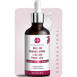 PUREZA NATUR Serum Resveratrol  Ácido Ferúlico facial  Suero facial regenerador y antioxidante Rejuvenece, Reafirma, Desmancha 50ml                   