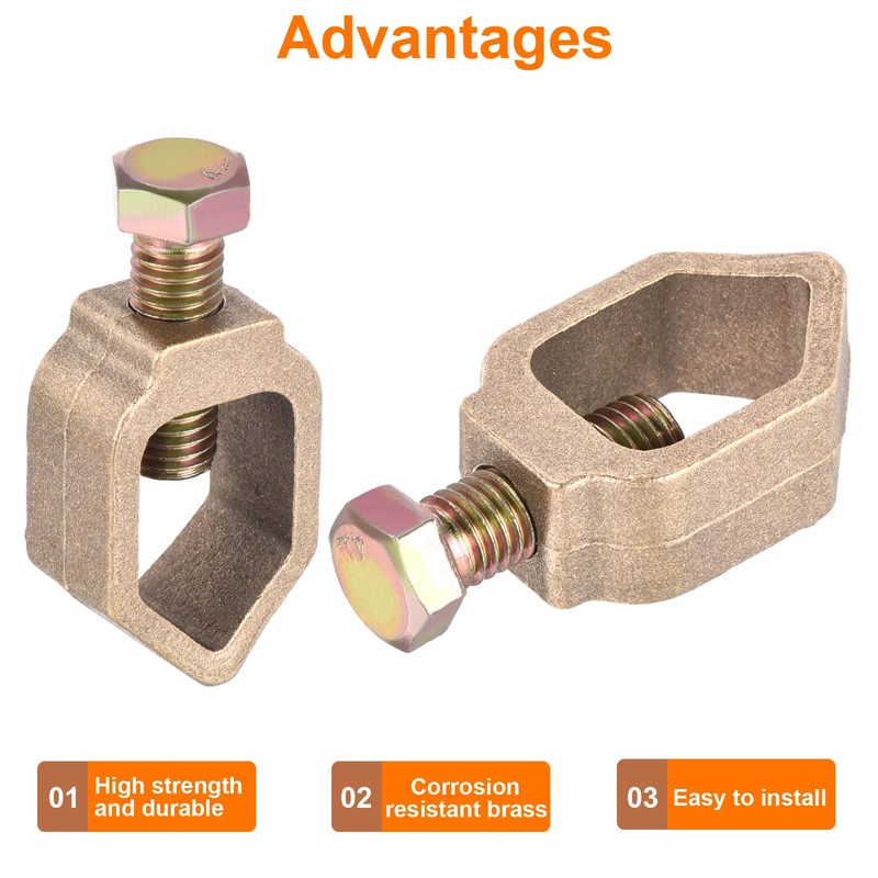 sourcing map Ground Rod Clamps Grounding Clamp 3/4" Wire Connectors
