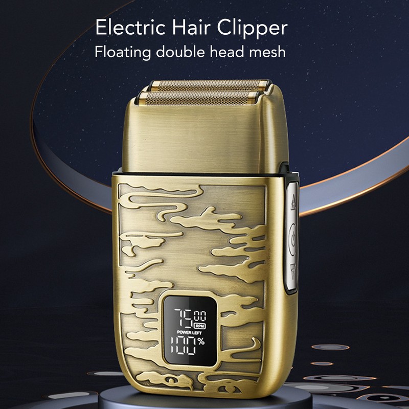 Electric Hair Clipper Retro Portable Efficient Dual Head Cordless Beard