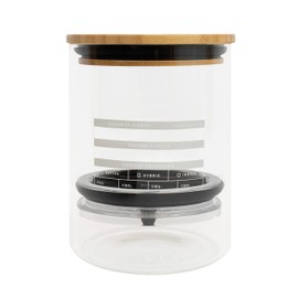 Cannascape Glass Herb Stash Jar Storage Canister - Airtight Container Preserves Freshness of Stash, Herbs, Flower or Buds, Bamboo Lid (Medium)