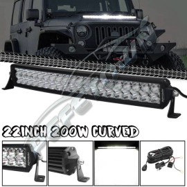 Pefetown 22Inch 200W Curved LED Light Bar Combo Offroad Boat Car 4WD Truck SUV UTE Bumper