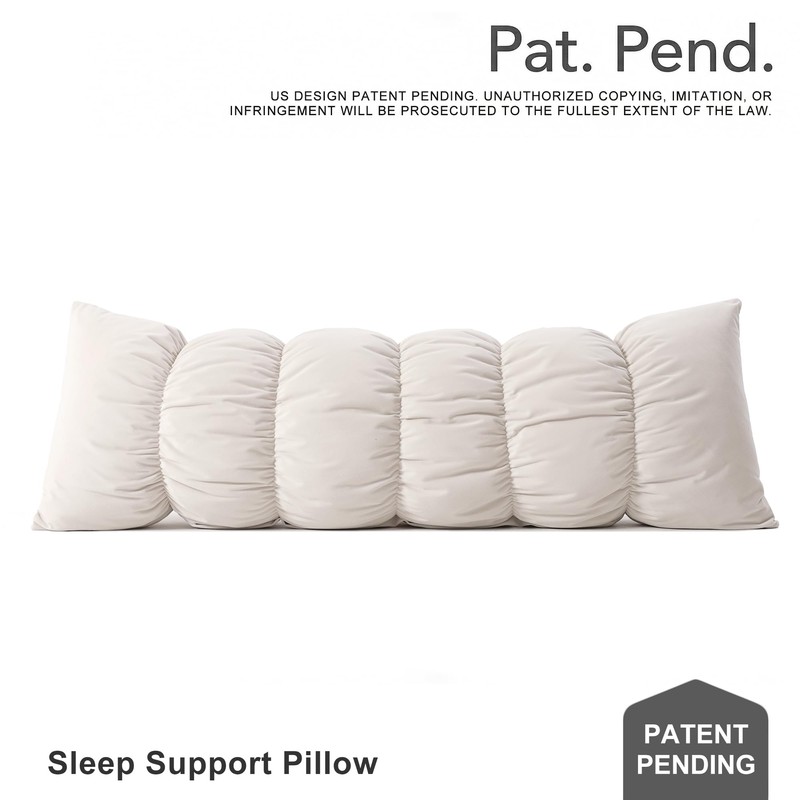 Ailuteie Pat. Pend. Long Bed Pillow for Adults and Side