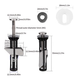 2 Pcs Universal Toilet seat fittings Toilet Seat Bolts and Screws, heavy duty toilet seat fastener bolt kit, Quick Release Top Hinge Fixings Easy to Install Toilet Seat Replacement Parts Kit