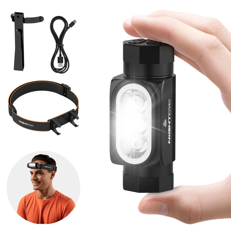 NIGHTEYE 2000LM LED Rechargeable Headlamp 6 Mode Light Waterproof for