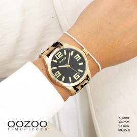 Oozoo Timepieces Women's Watch - Wrist Watch with Leather Strap | High-Quality Watch for Women - Elegant Analogue Women's Watch in Round, Leopard/Black