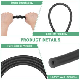 M METERXITY Silicone Tubing, 1/25"(1mm) ID x 1/8"(3mm) OD Silicone Rubber Vacuum Tube, 20ft(6 M) High Temp Water Air Hose Pipe for Pump/Liquid Transfer/Home Brewing/Winemaking [Black]
