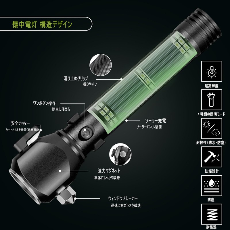 Multi-functional LED Disaster Prevention Light with Emergency Escape Hammer, Seat