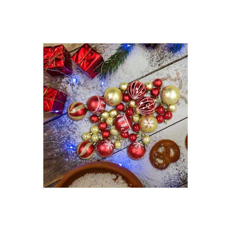 JUGLUTE Adornos para Arbol de Navidad, 44 pcs Plastic Esferas