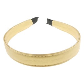 Womens Leather Look Vegan 2cm Stitched Edge Headband Winter Evening Wedding Party Birthday Bridal Christmas Birthday Bridesmaid Alice Band Hair Accessories Hairband (Gold, One Size)