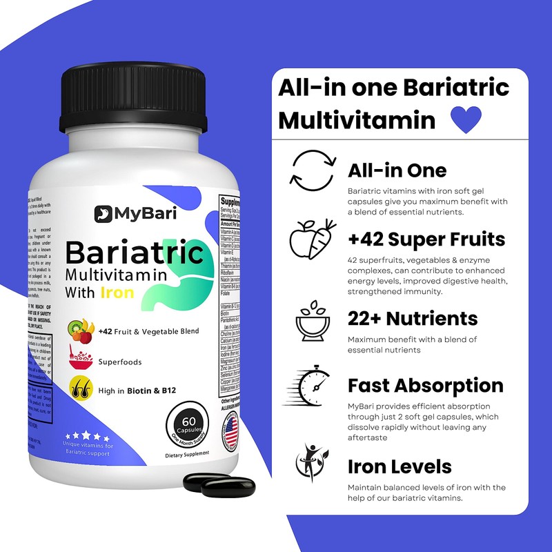 MyBari All-in-One Bariatric Multivitamin with Iron - Made in USA