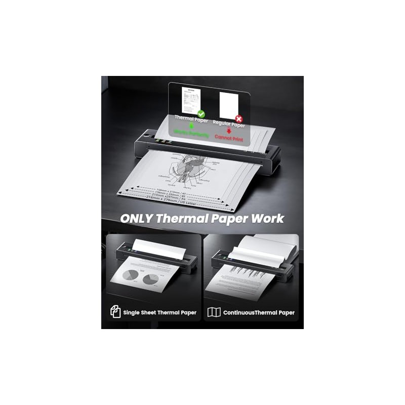 TATTMUSE Wireless Inkless Thermal Portable Printer for Travel