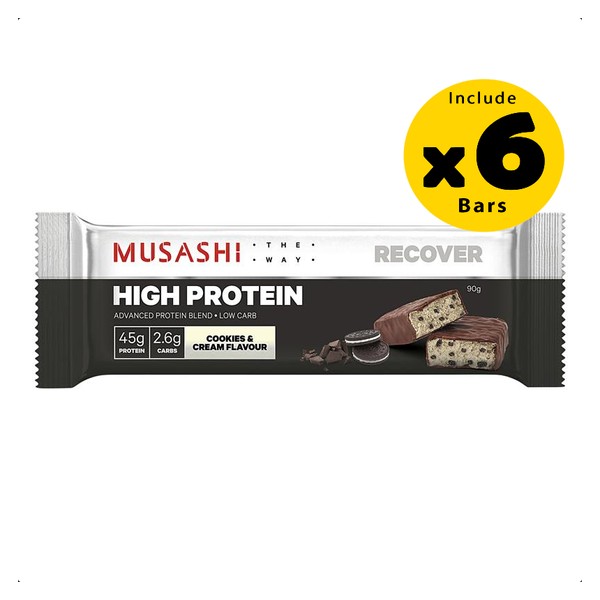 Musashi High Protein Bar Cookies And Cream 6 x 90g