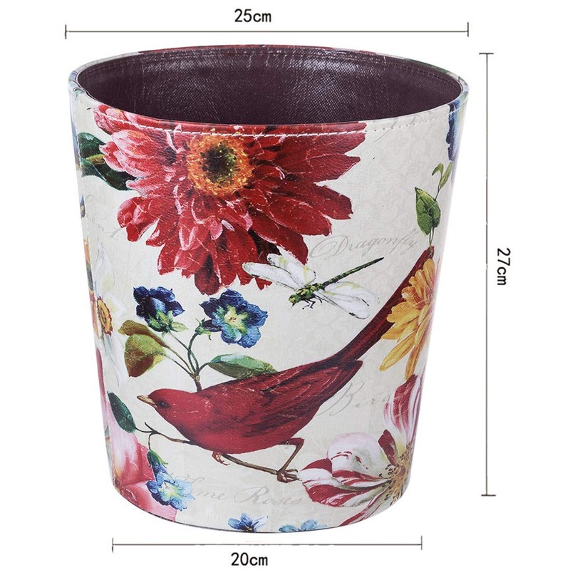 Scakbyer Leather Trash Can, Retro Decorative Waste Basket, 10L Capacity