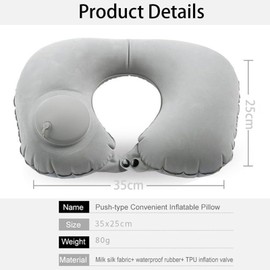 Qinsky Inflatable Travel Pillow,Inflatable Travel Neck Support Pillow U Shape Pillow Neck Pillow with Pressing Inflation Pump Suitable for Sleep Rest